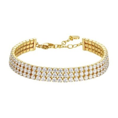 Luca Barra - Bracciale Tennis Donna - Acciaio Ip Gold - Zirconi Bianchi