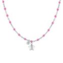 Luca Barra - Collana Donna Acciaio - Stella - Cristallo - Smalto Fucsia