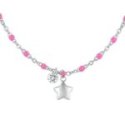 Luca Barra - Collana Donna Acciaio - Stella - Cristallo - Smalto Fucsia