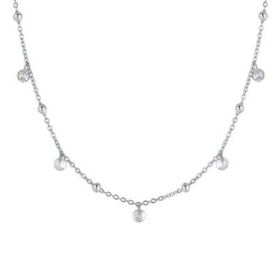 Luca Barra - Collana Donna Acciaio - Zirconi Bianchi - Elegante