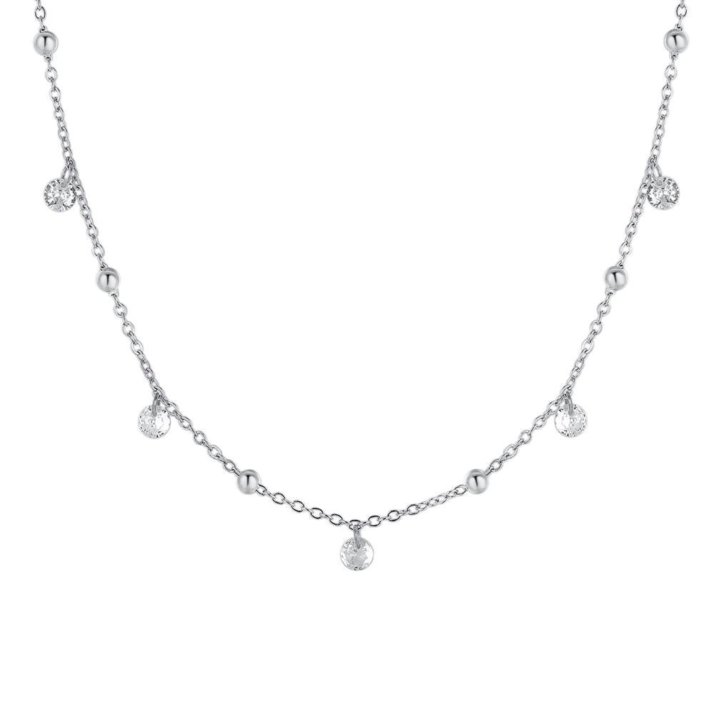 Luca Barra - Collana Donna Acciaio - Zirconi Bianchi - Elegante