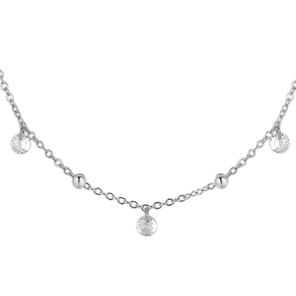 Luca Barra - Collana Donna Acciaio - Zirconi Bianchi - Elegante