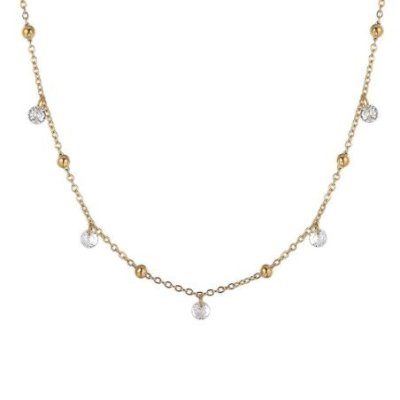 Luca Barra - Collana Donna Acciaio Ip Gold - Zirconi Bianchi