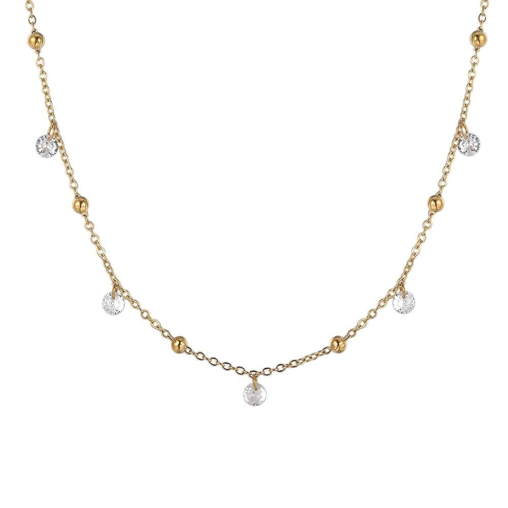Luca Barra - Collana Donna Acciaio Ip Gold - Zirconi Bianchi