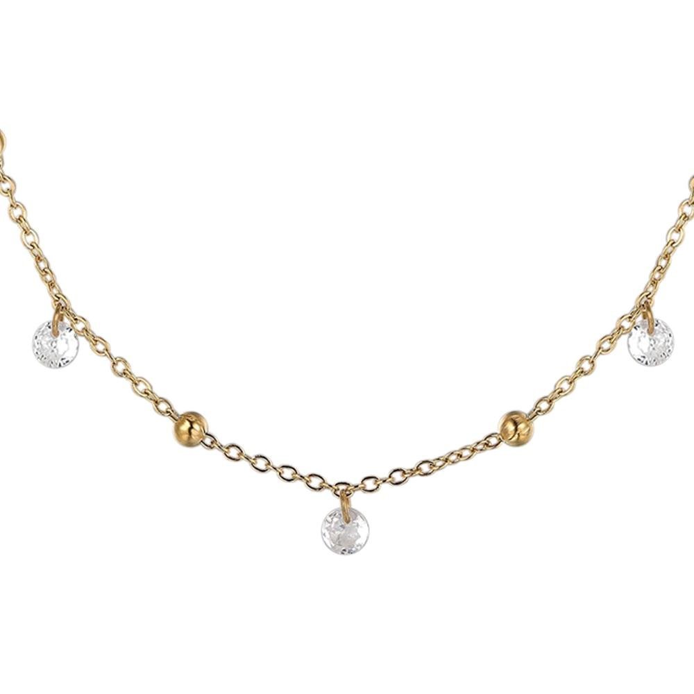 Luca Barra - Collana Donna Acciaio Ip Gold - Zirconi Bianchi