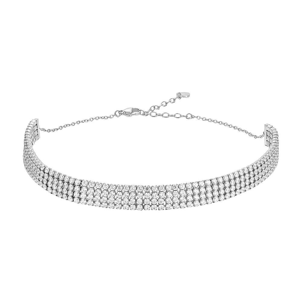 Luca Barra - Collana Choker Tennis - Acciaio - Zirconi Bianchi