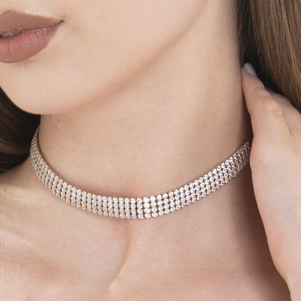 Luca Barra - Collana Choker Tennis - Acciaio - Zirconi Bianchi