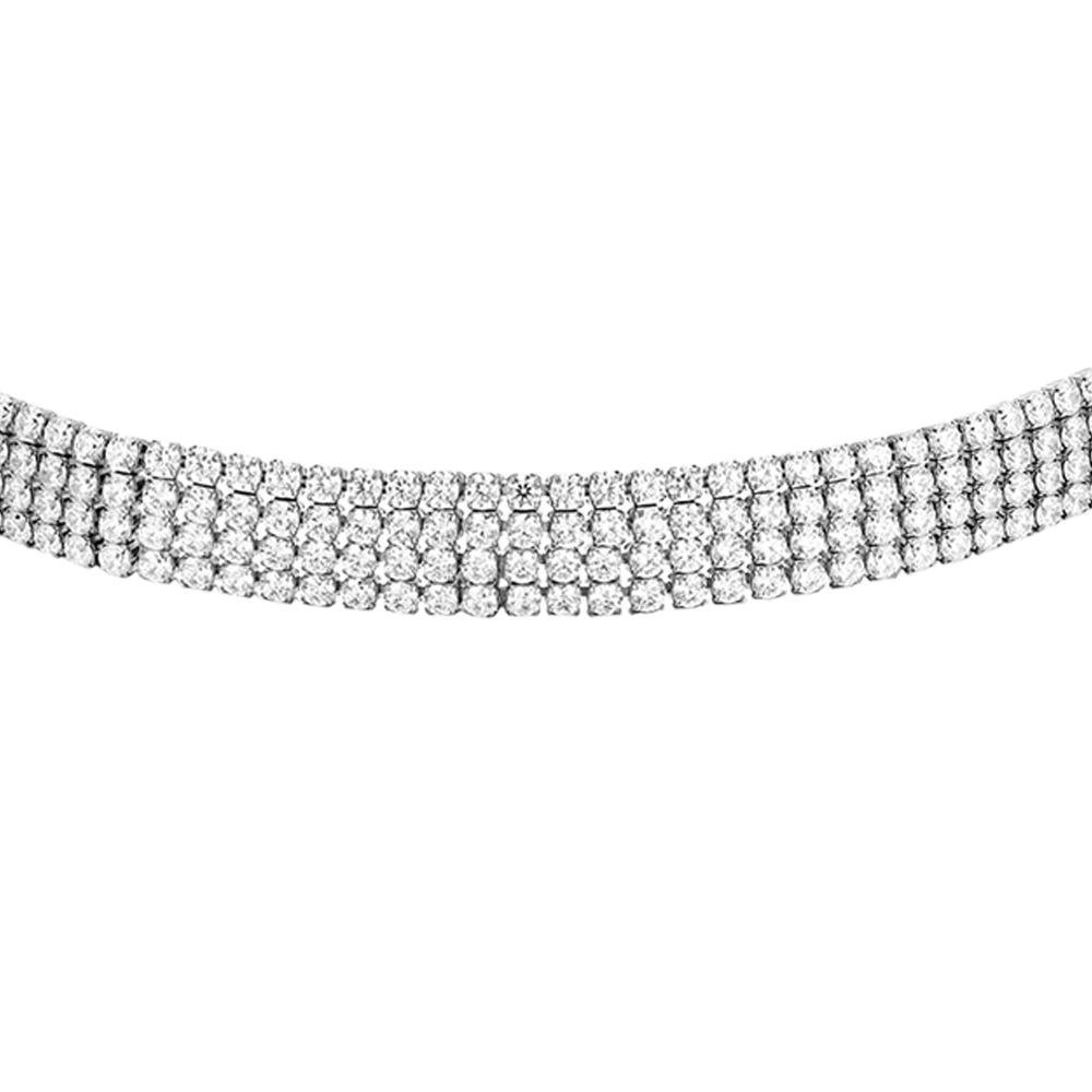 Luca Barra - Collana Choker Tennis - Acciaio - Zirconi Bianchi