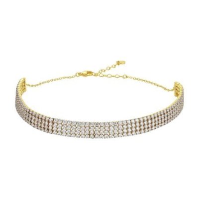 Luca Barra - Collana Choker Tennis - Acciaio Ip Gold - Zirconi Bianchi
