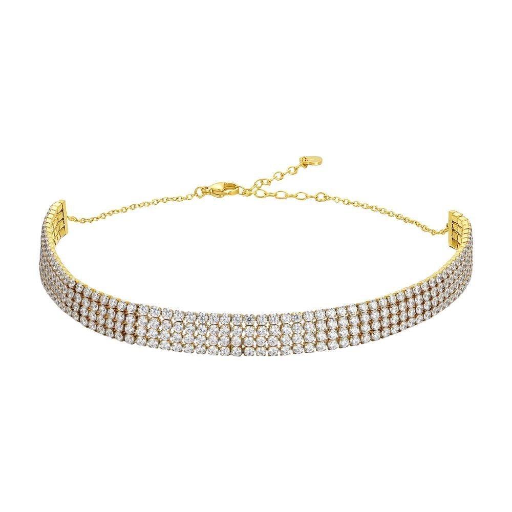 Luca Barra - Collana Choker Tennis - Acciaio Ip Gold - Zirconi Bianchi