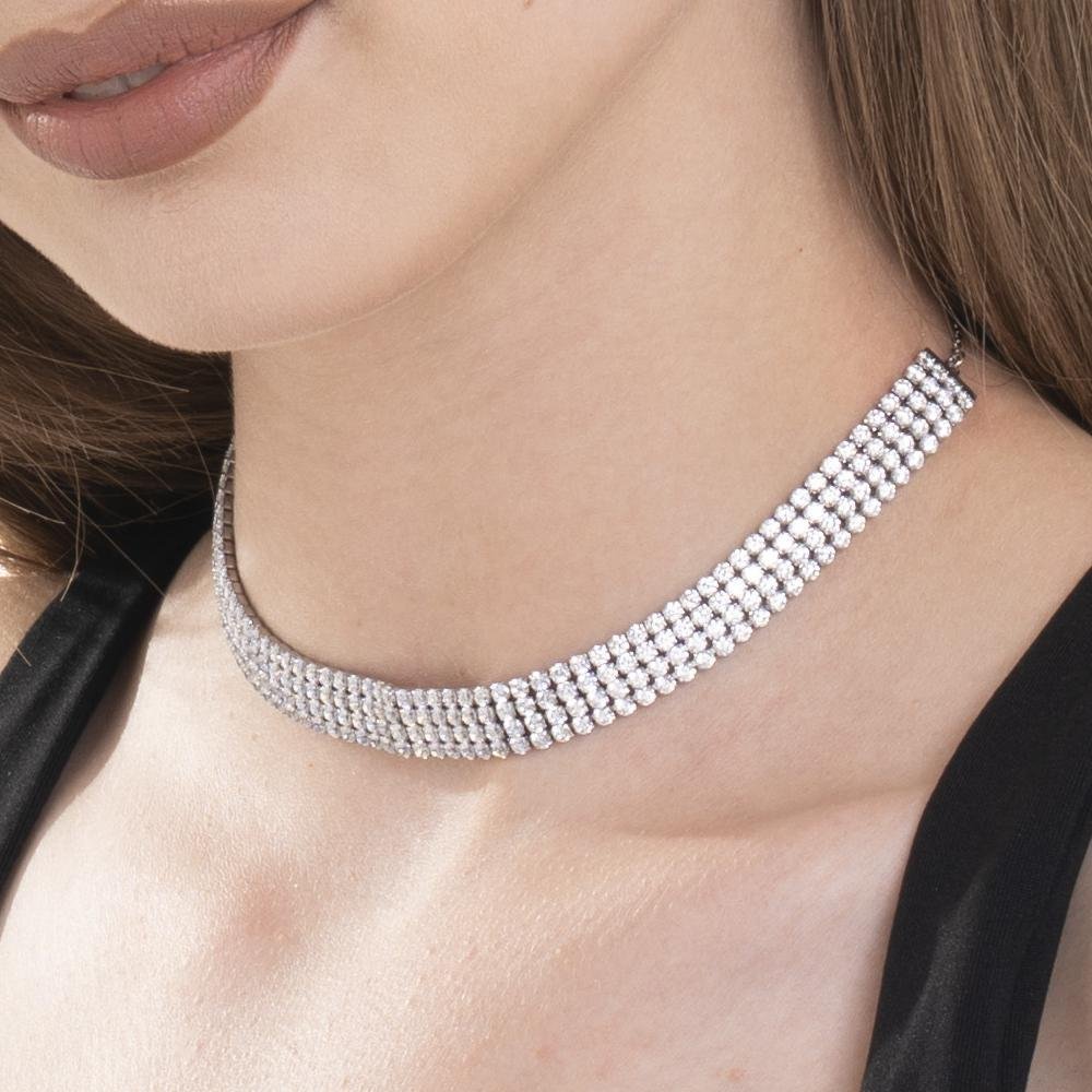 Luca Barra - Collana Choker Tennis - Acciaio Ip Gold - Zirconi Bianchi
