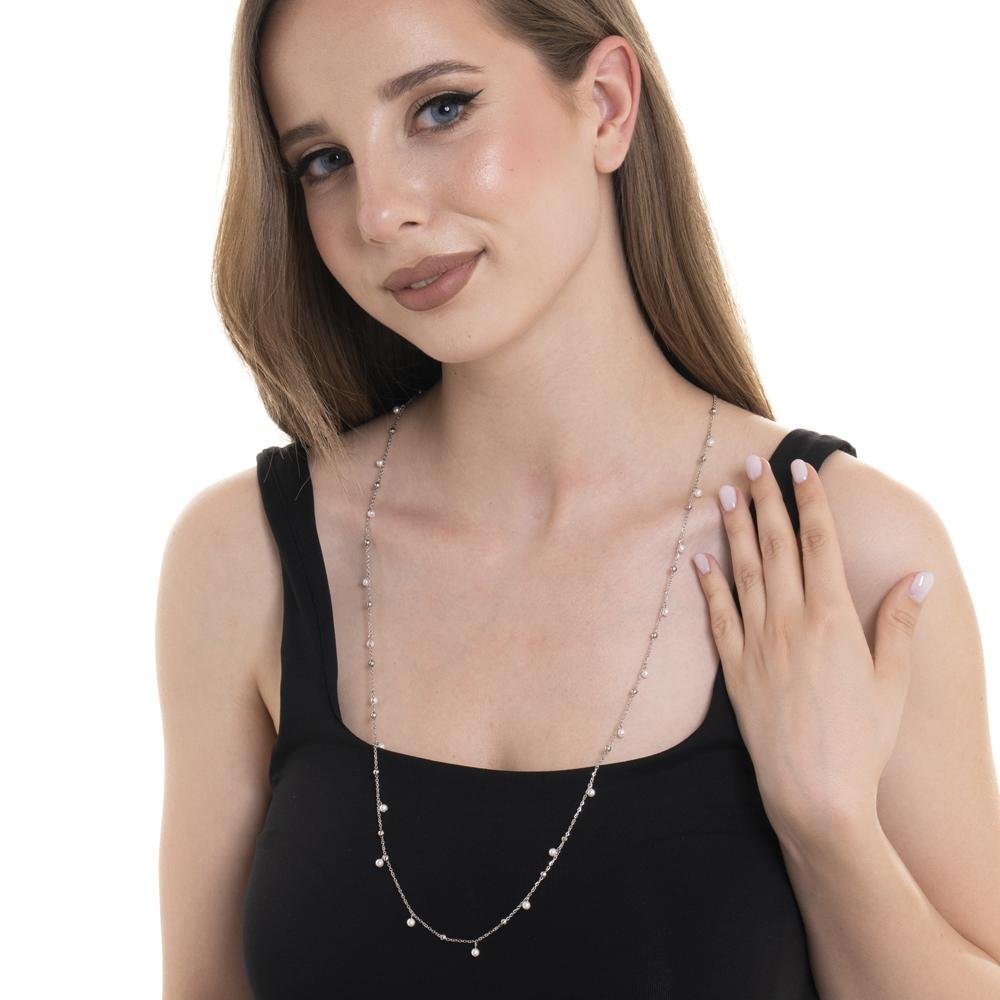 Luca Barra - Collana Donna Acciaio - Zirconi Bianchi - Eleganza
