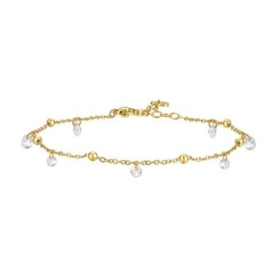 Luca Barra - Cavigliera Donna - Acciaio Ip Gold - Zirconi Bianchi