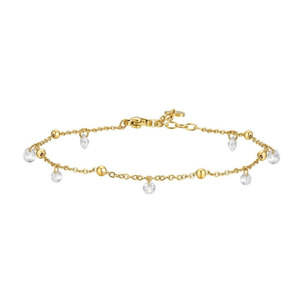 Luca Barra - Cavigliera Donna - Acciaio Ip Gold - Zirconi Bianchi