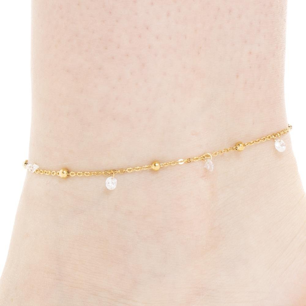 Luca Barra - Cavigliera Donna - Acciaio Ip Gold - Zirconi Bianchi