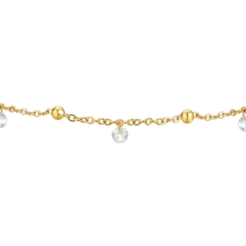 Luca Barra - Cavigliera Donna - Acciaio Ip Gold - Zirconi Bianchi