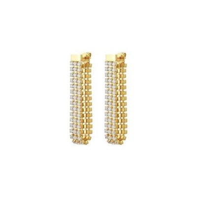 Luca Barra - Orecchini Tennis Donna - Acciaio Ip Gold - Zirconi Bianchi