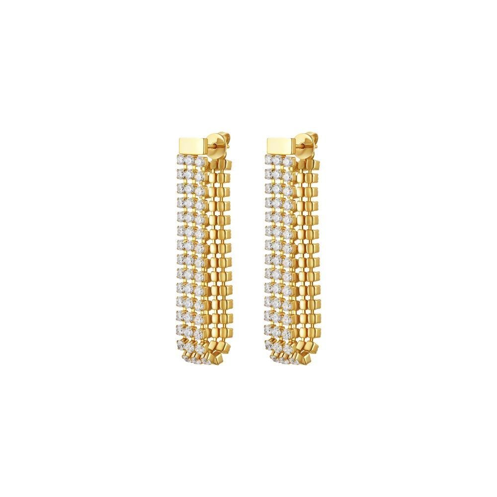 Luca Barra - Orecchini Tennis Donna - Acciaio Ip Gold - Zirconi Bianchi