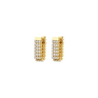Luca Barra - Orecchini Tennis Donna - Acciaio Ip Gold - Zirconi Bianchi