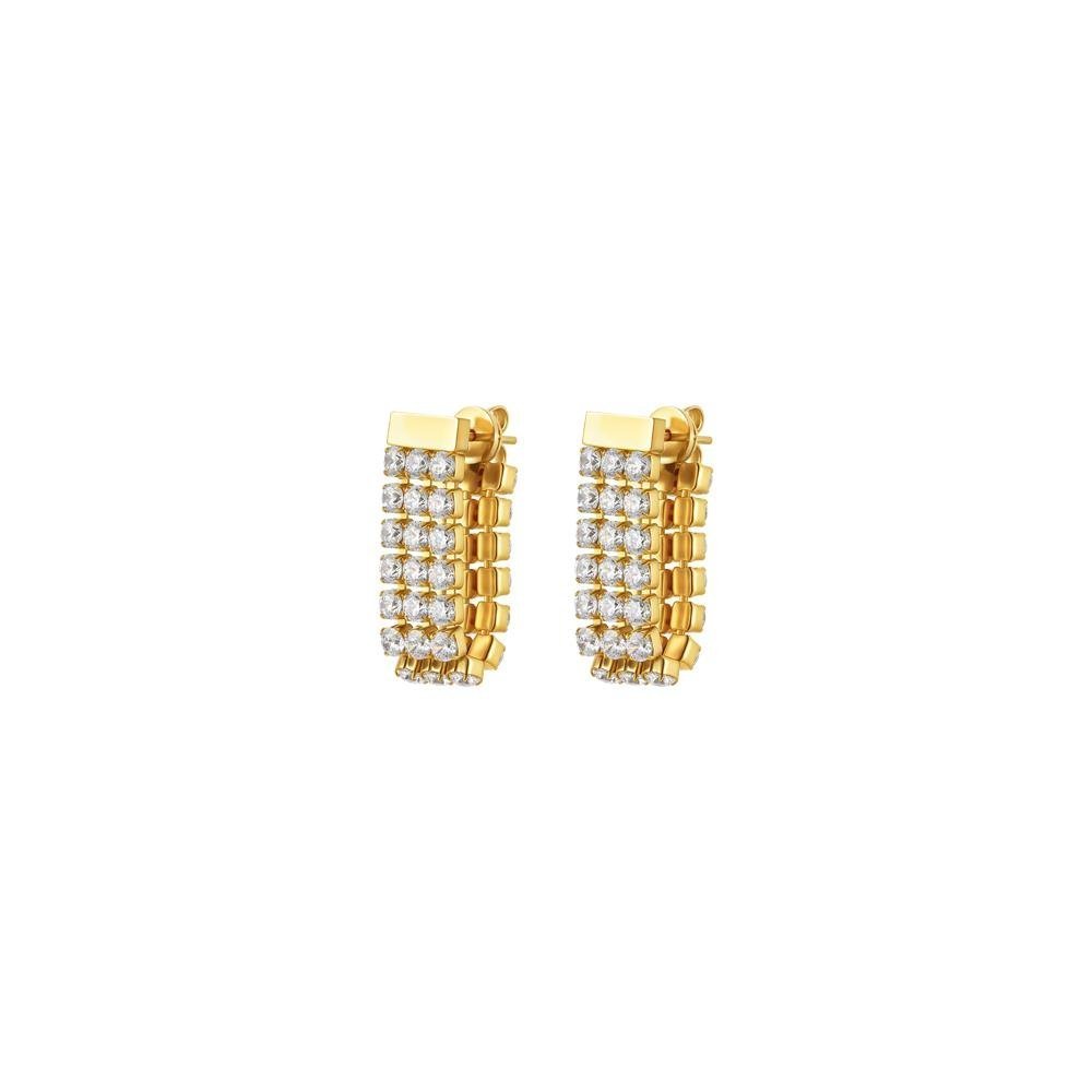 Luca Barra - Orecchini Tennis Donna - Acciaio Ip Gold - Zirconi Bianchi