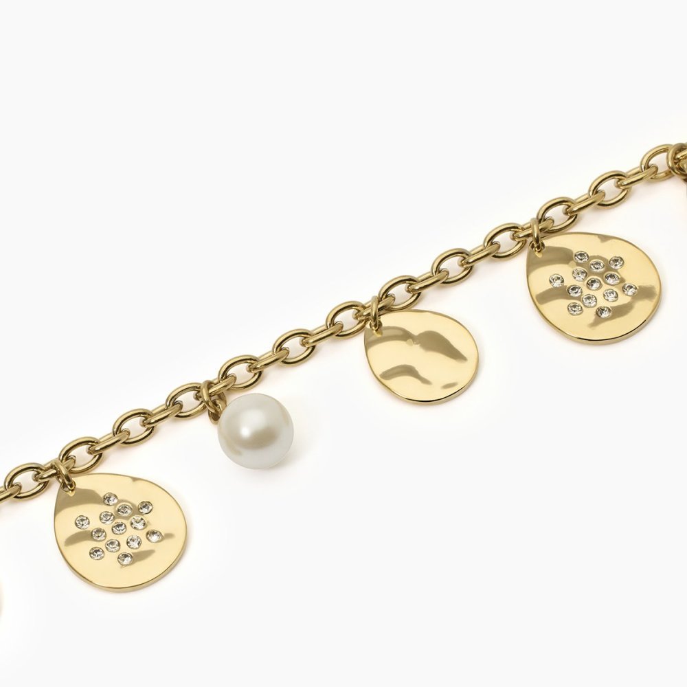 2 Jewels - Bracciale Acciaio 316L Pvd Giallo - Perle - Cristalli