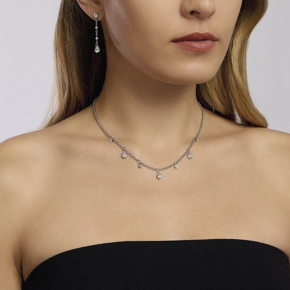 2 Jewels - Girocollo In Acciaio 316L - Cristalli Taglio Goccia