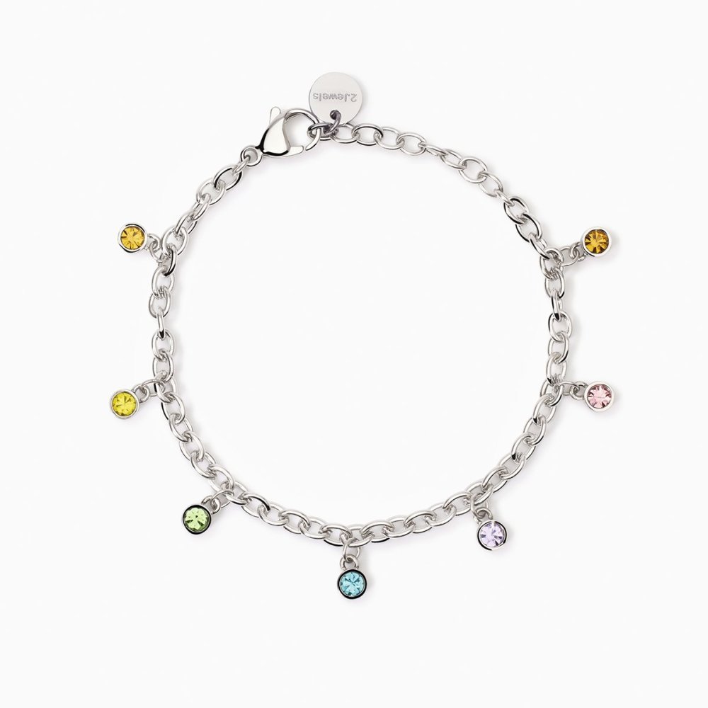 2 Jewels - Bracciale Acciaio 316L - Cristalli Multicolor
