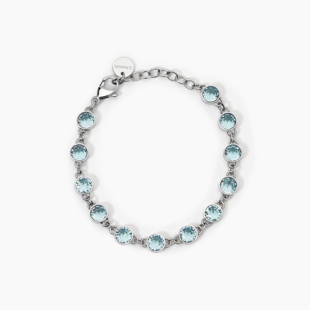 2 Jewels - Bracciale Acciaio 316L - Cristalli Azzurri - Regolabile