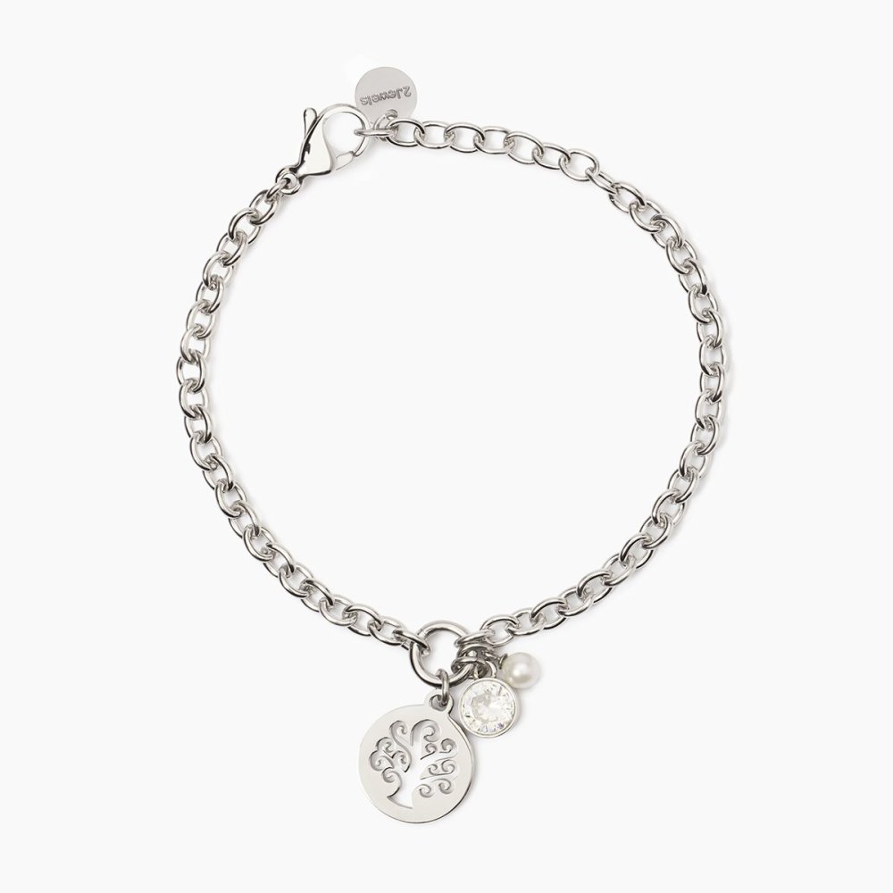 2 Jewels - Bracciale Acciaio 316L - Perle Conchiglia - Zirconi