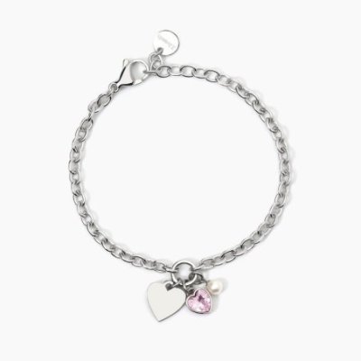 2 Jewels - Bracciale Acciaio 316L - Perle - Zirconi Rosa