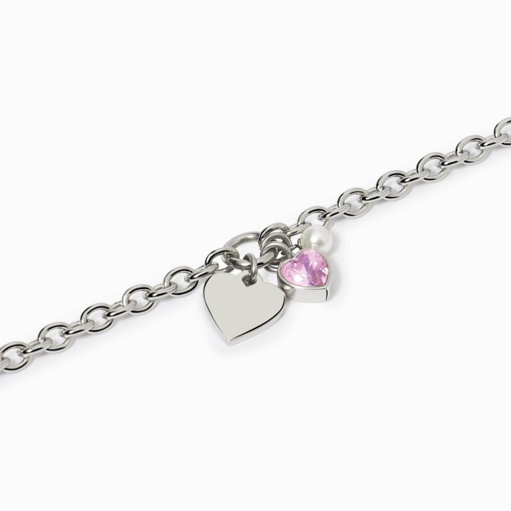 2 Jewels - Bracciale Acciaio 316L - Perle - Zirconi Rosa