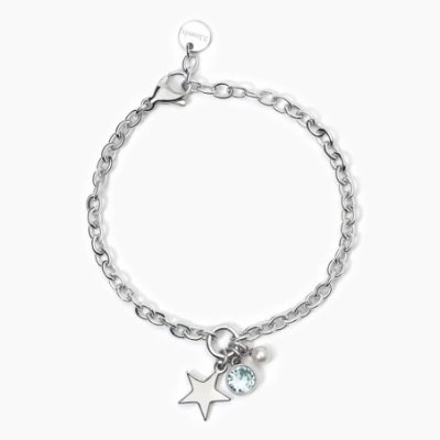 2 Jewels - Bracciale Acciaio 316L - Perle Conchiglia - Zirconi Azzurri