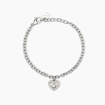2 Jewels - Bracciale Acciaio 316L - Cristalli - Charm Cuore