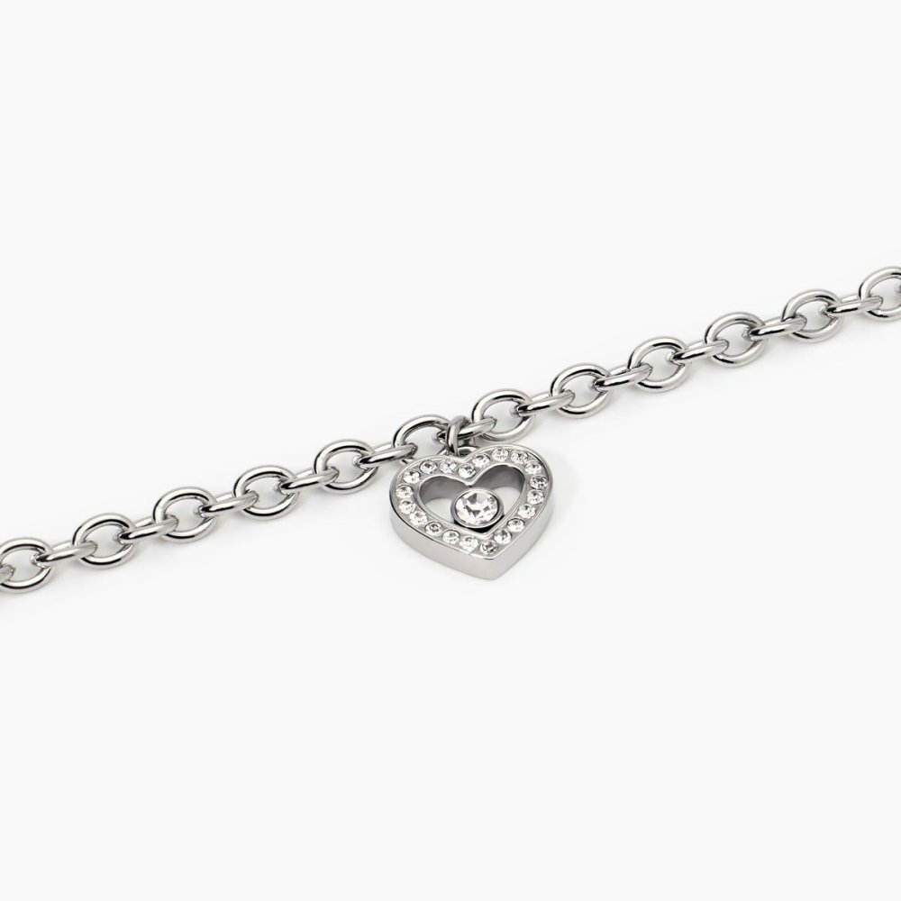 2 Jewels - Bracciale Acciaio 316L - Cristalli - Charm Cuore