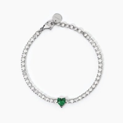 2 Jewels - Bracciale Tennis Acciaio 316L - Zirconi Verdi E Bianchi