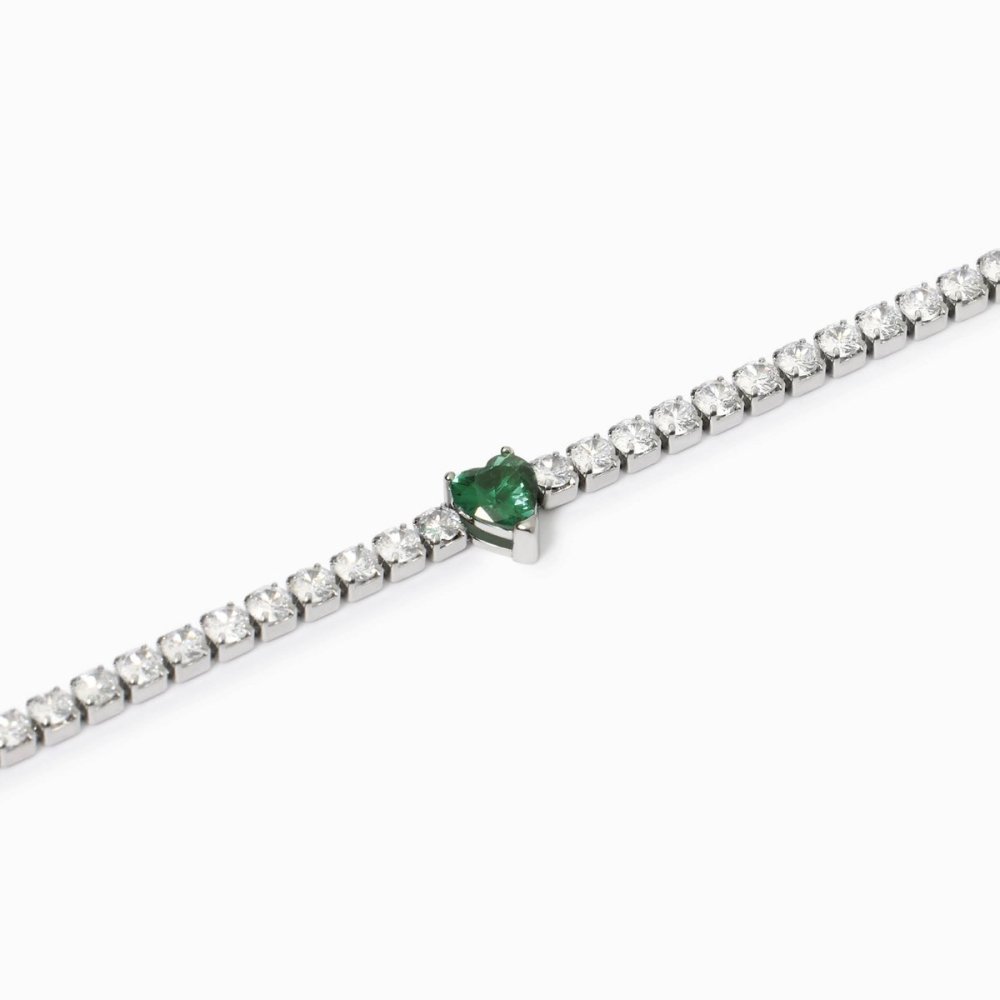 2 Jewels - Bracciale Tennis Acciaio 316L - Zirconi Verdi E Bianchi