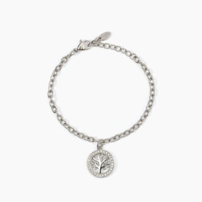 2 Jewels - Bracciale Acciaio 316L - Catena Forzatina - Cristalli