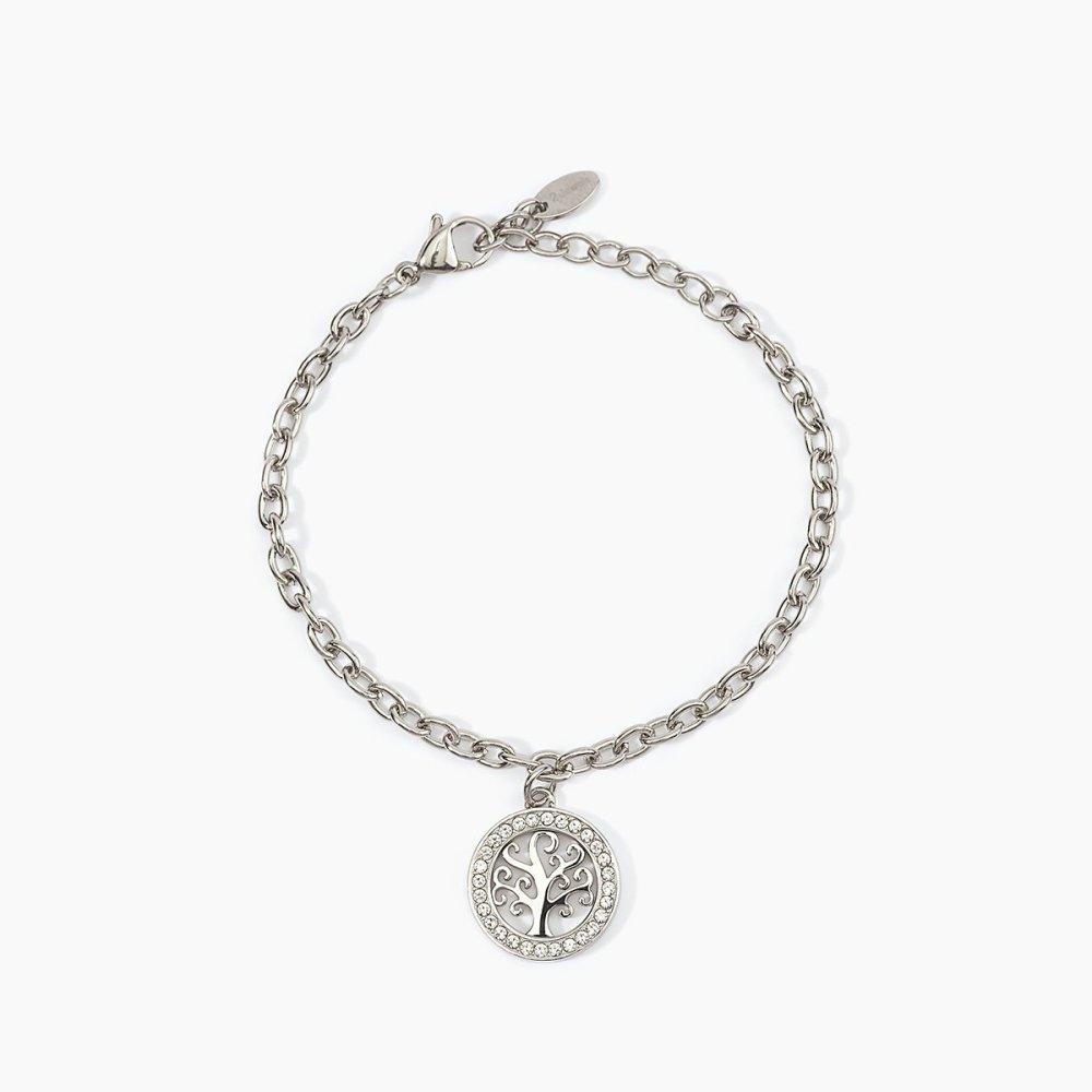 2 Jewels - Bracciale Acciaio 316L - Catena Forzatina - Cristalli