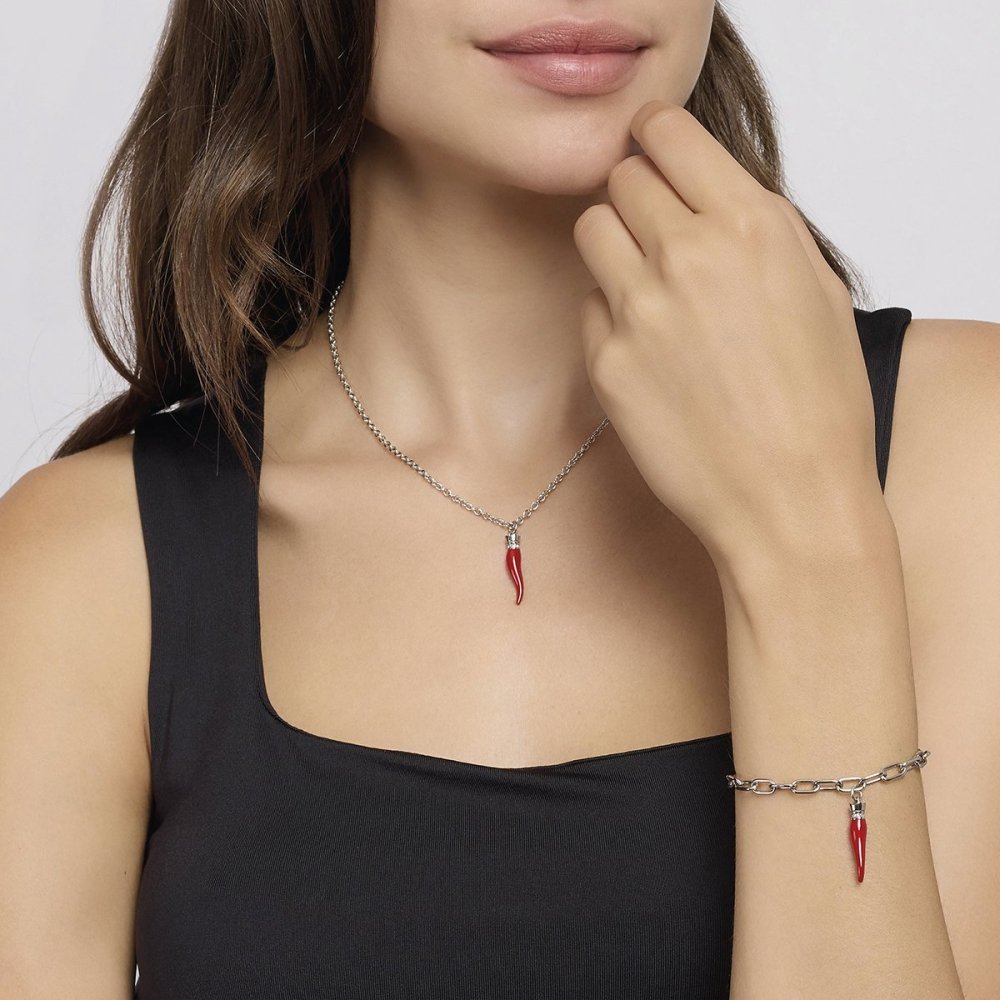2 Jewels - Bracciale Acciaio 316L - Cornetto - Cristalli