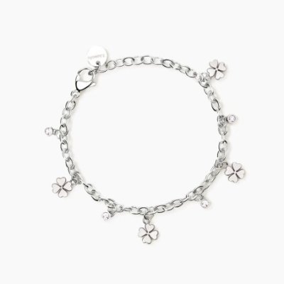 2 Jewels - Bracciale Acciaio 316L - Cristalli - Quadrifoglio
