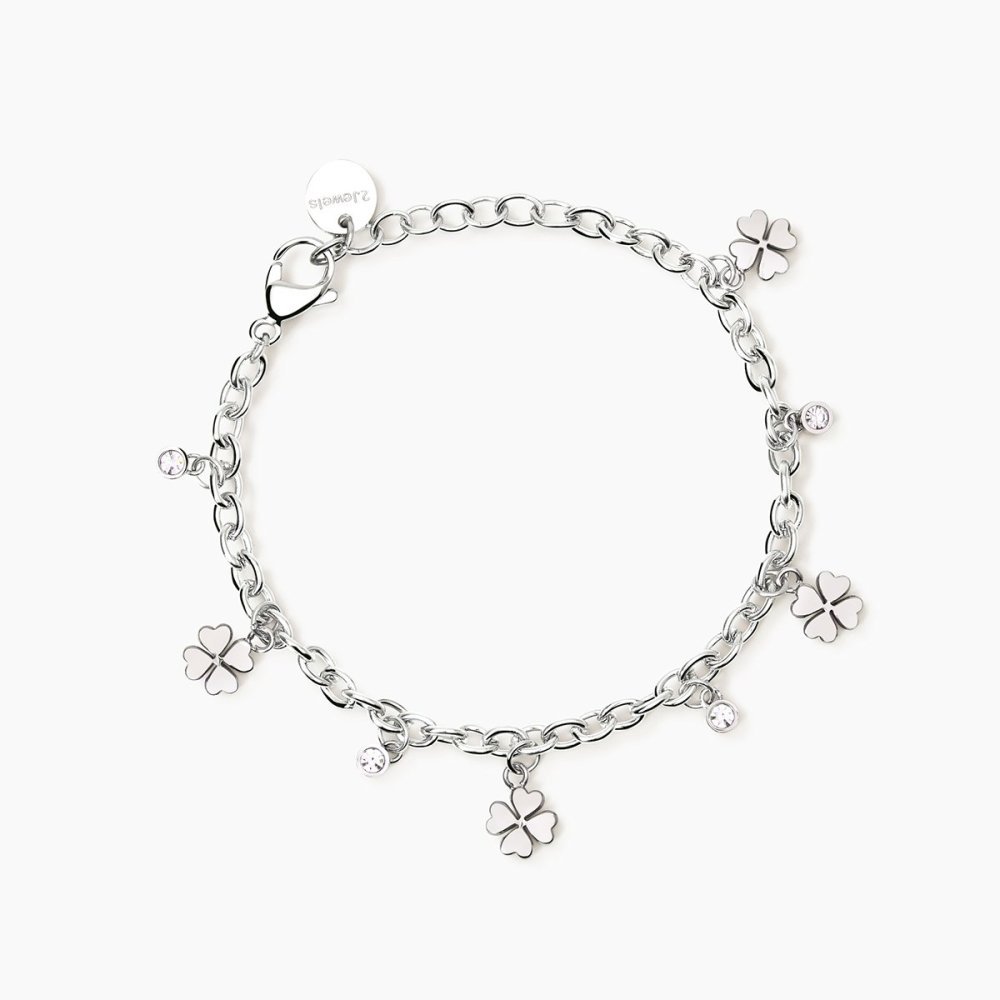 2 Jewels - Bracciale Acciaio 316L - Cristalli - Quadrifoglio