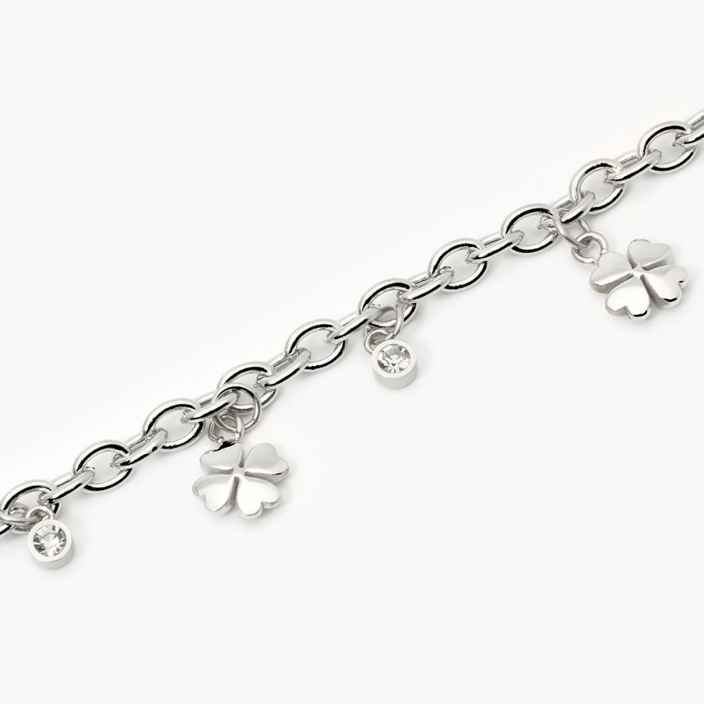 2 Jewels - Bracciale Acciaio 316L - Cristalli - Quadrifoglio