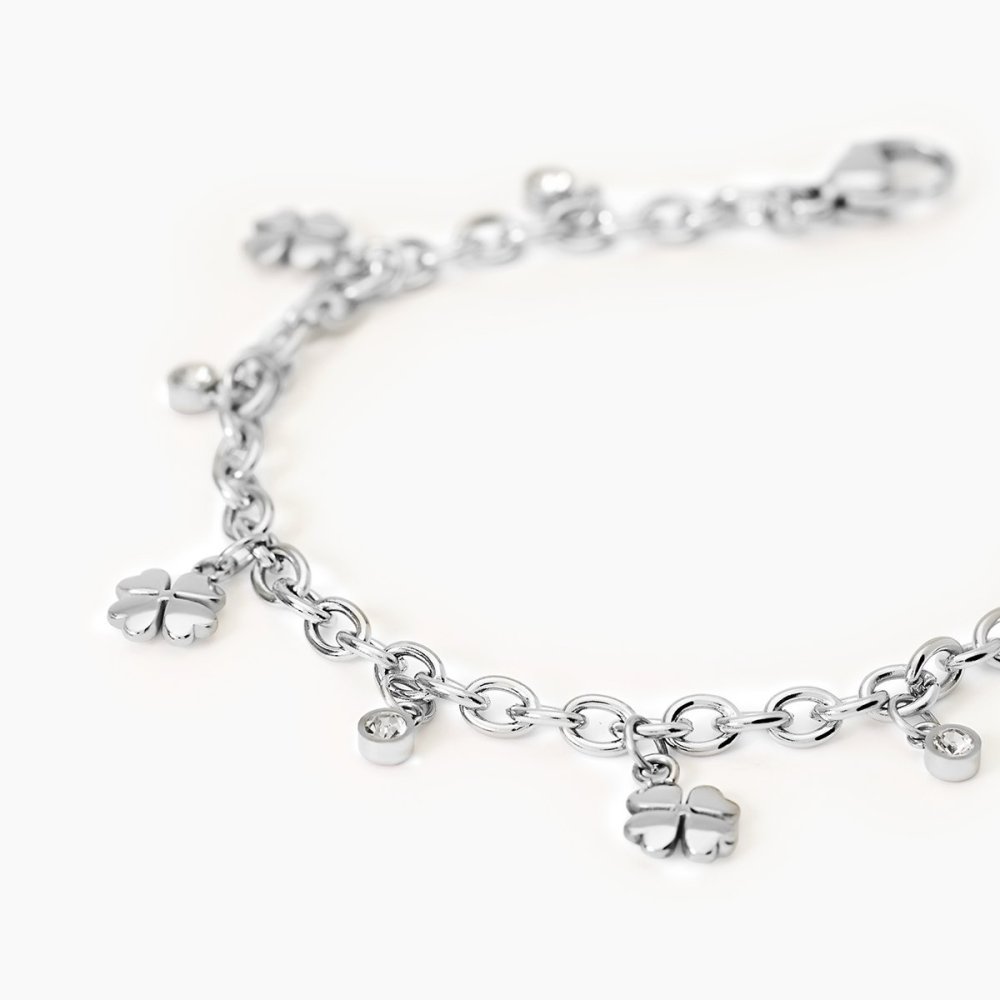 2 Jewels - Bracciale Acciaio 316L - Cristalli - Quadrifoglio