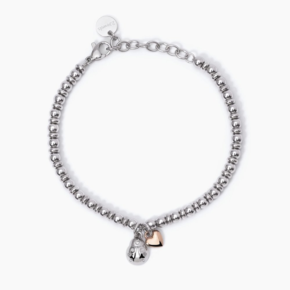 2 Jewels - Bracciale Acciaio 316L - Pendente Cuore - Pvd Rosé