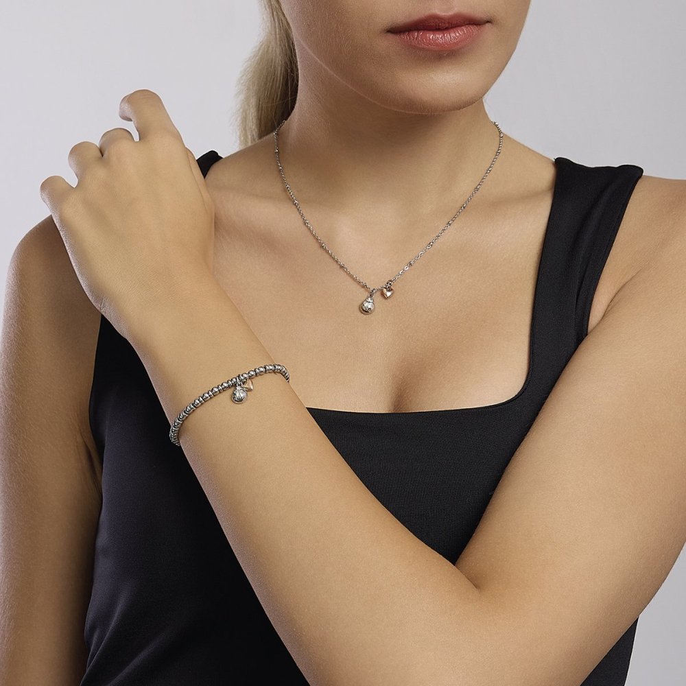 2 Jewels - Bracciale Acciaio 316L - Pendente Cuore - Pvd Rosé