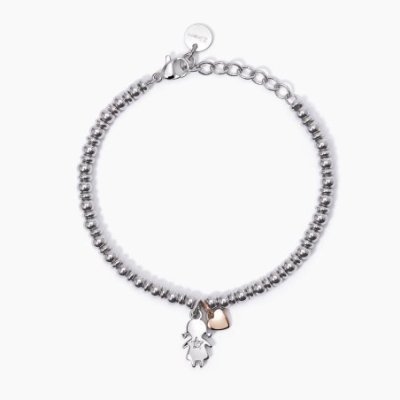 2 Jewels - Bracciale Acciaio 316L - Pendente Cuore - Cristallo