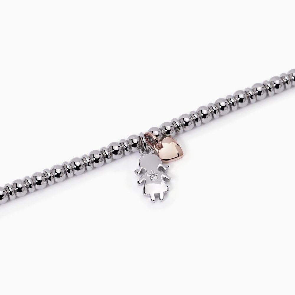 2 Jewels - Bracciale Acciaio 316L - Pendente Cuore - Cristallo