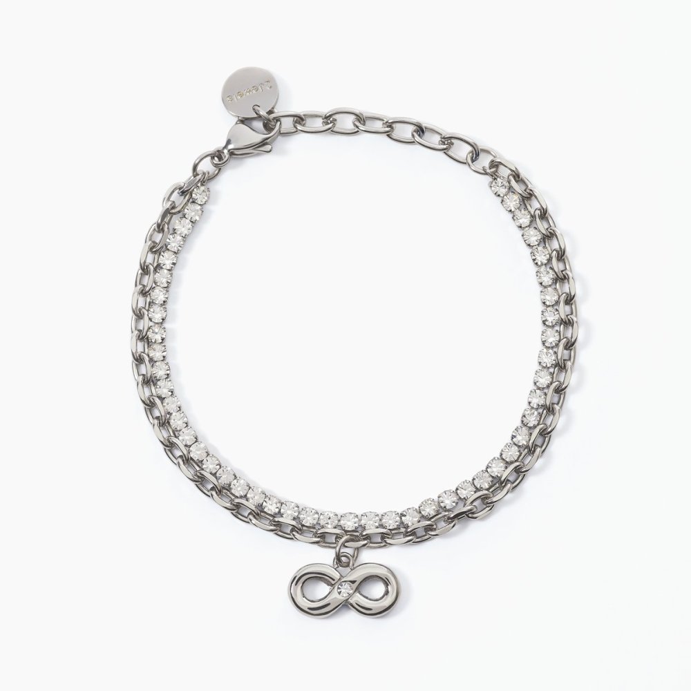 2 Jewels - Bracciale In Acciaio 316L - Cristalli - Pendente Infinito