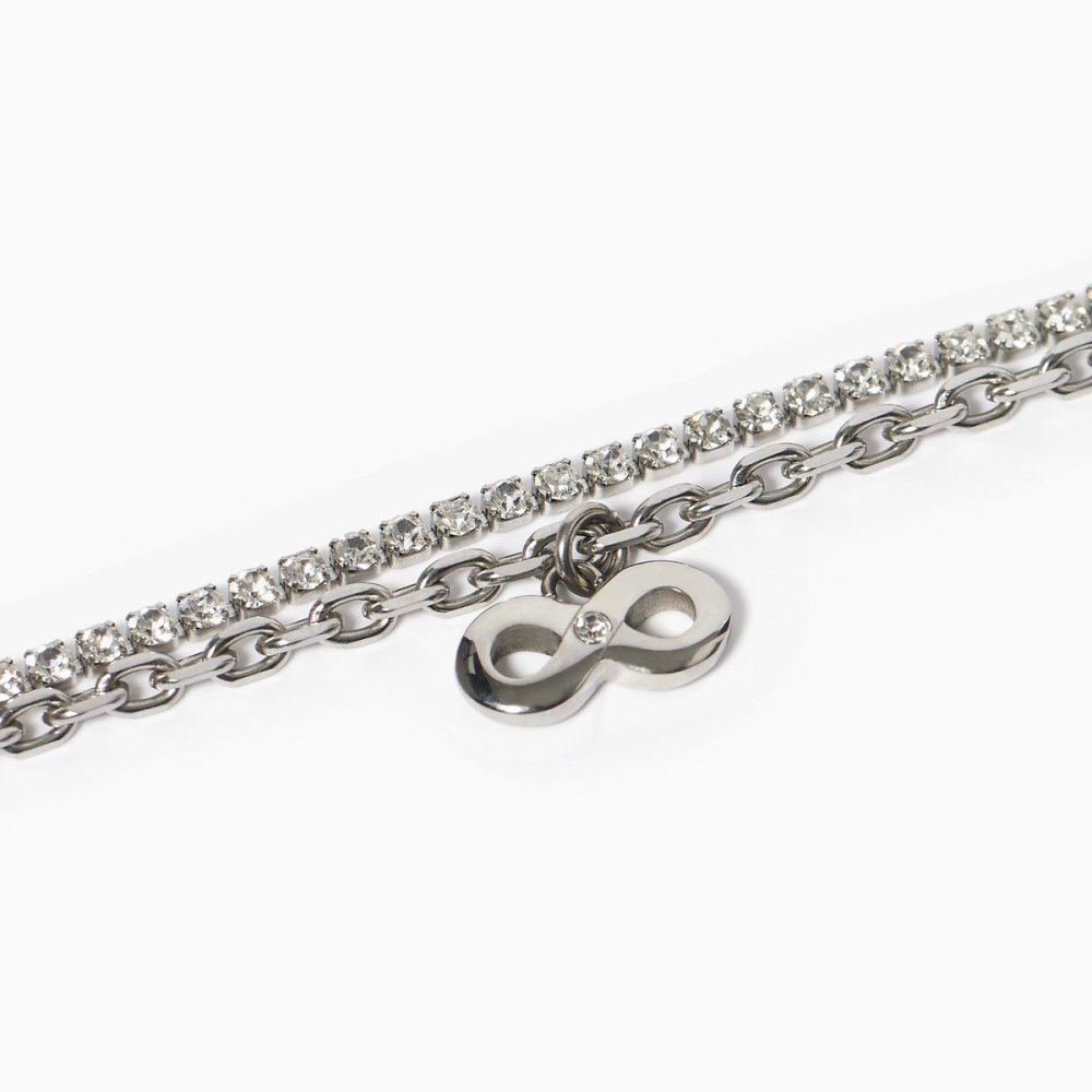 2 Jewels - Bracciale In Acciaio 316L - Cristalli - Pendente Infinito
