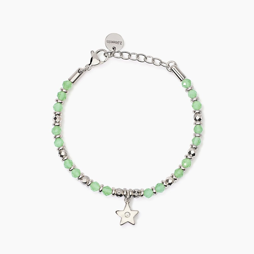 2 Jewels - Bracciale Acciaio 316L - Glass Verde - Cristalli
